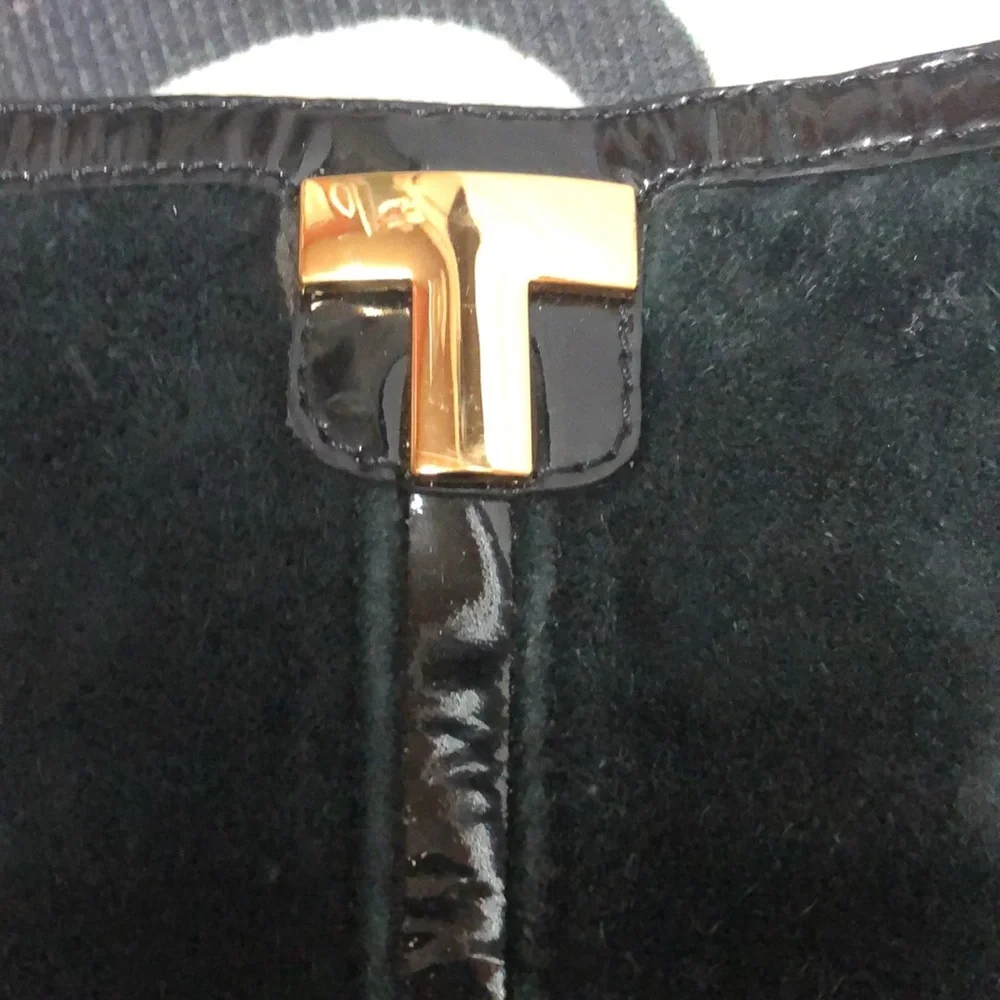 Tory Burch Black Suede and Patent Leather Knee High Boots Size 7.5